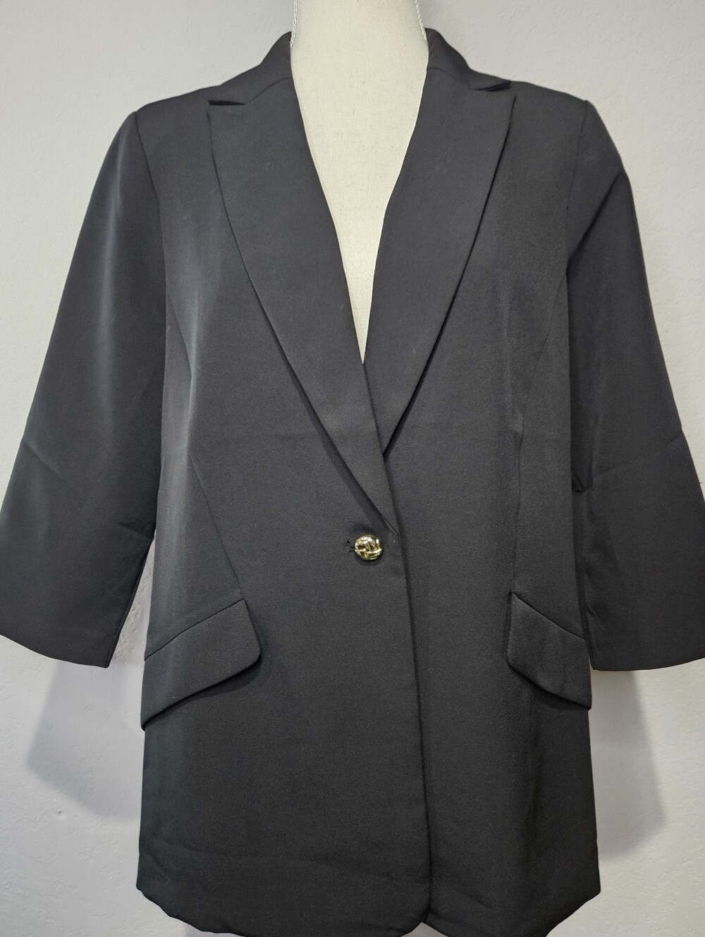 EUC NYCC Womens Black Single-Button Blazer Jacket